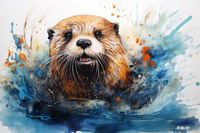 Thumbnail for Playful Splashing Otter