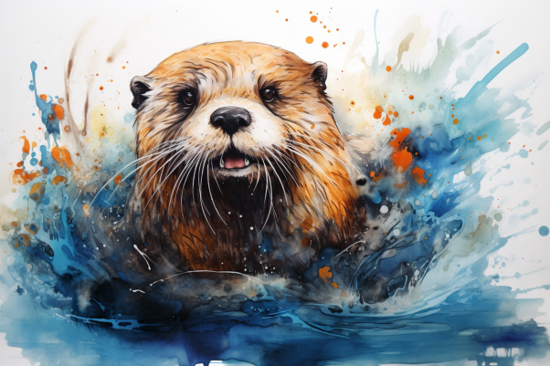 Playful Splashing Otter  Diamond Painting Kits