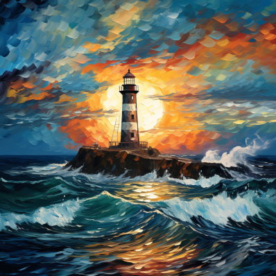 Lighthouse At Sunset