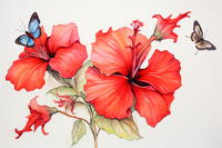 Thumbnail for Watercolor Hibiscus And Butterflies