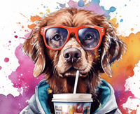 Thumbnail for 90's Dog In Orange Glasses Sipping On A Soda Pop