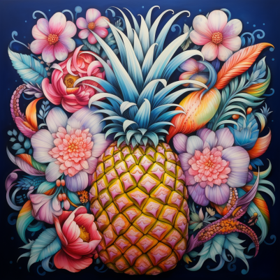 Pineapple And Flower Art