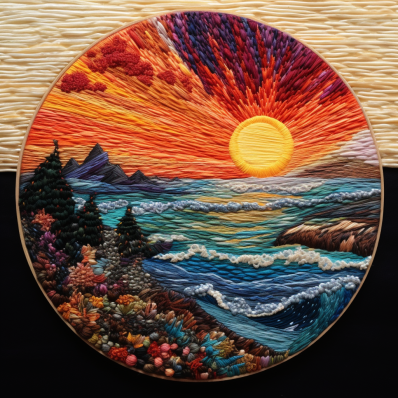 Embroidery Vibe Ocean Sunset