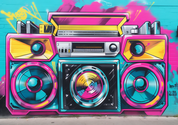 Boombox Blue Yellow And Pink