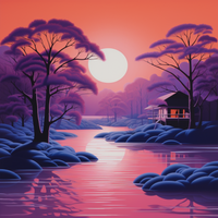 Thumbnail for Purple Sunset Haze Over Peaceful River