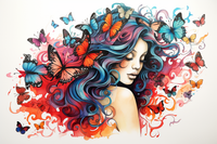 Thumbnail for Watercolor Girl And Her Butterflies  Diamond Painting Kits