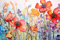 Thumbnail for Close Up Of Watercolor Wildflowers  Diamond Painting Kits