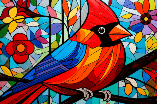 Vibrant Stained Glass Cardinal