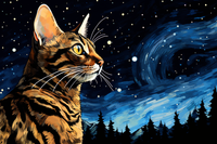 Thumbnail for Bengal Cat Starry Night  Diamond Painting Kits
