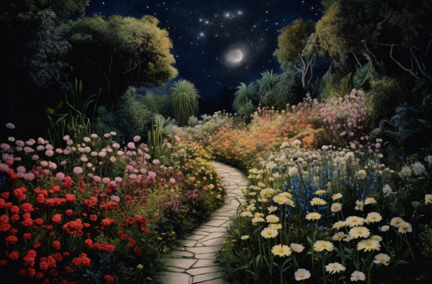 Magical Path Through Flowers