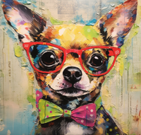 Thumbnail for Nerdy Chihuahua In Red Glasses  And Yellow And Pink Bow Tie