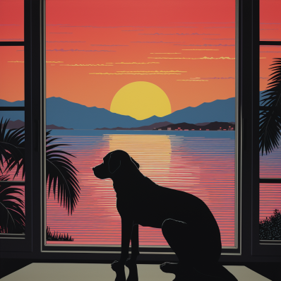 Dog Watching The Sunset