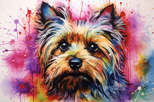 Colorful Watercolor Yorkie  Diamond Painting Kits