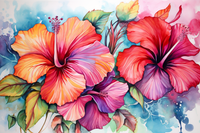 Thumbnail for Large Watercolor Hibiscus  Diamond Painting Kits