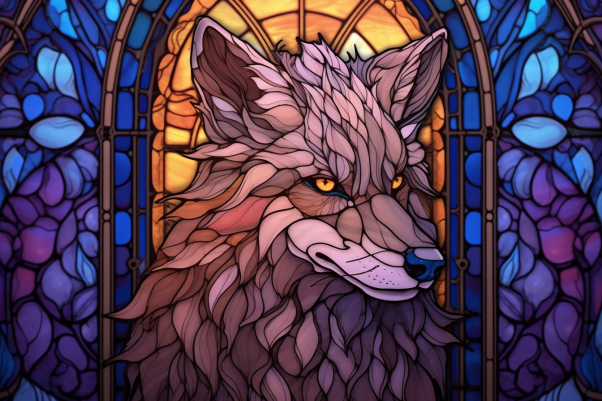 Glorious Stained Glass Wolf