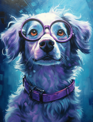 Daydreaming Dog In Purple Glasses