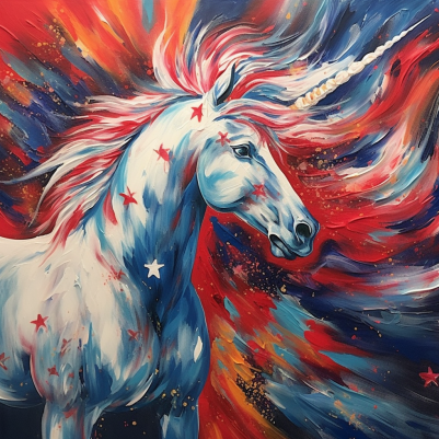 White Patriotic Horse Reds Whites And Blues