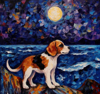 Thumbnail for Beagle Puppy Dog At Night Diamond Painting Kit