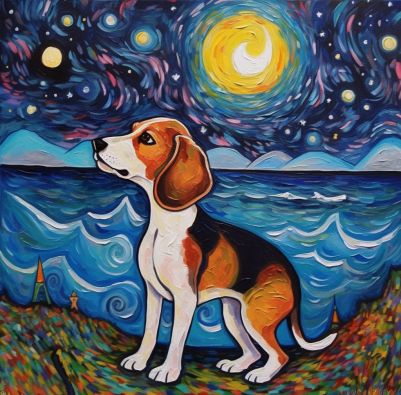 Beagle Puppy Starry Night Sky Diamond Painting Kit