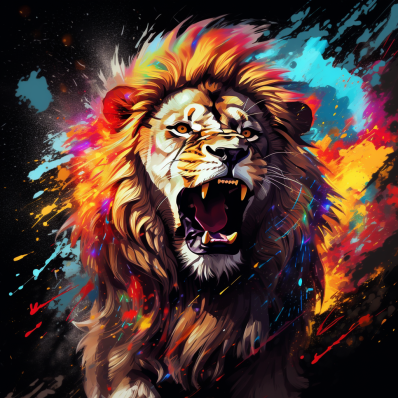 Fierce Lion And Colors  Diamond Painting Kits