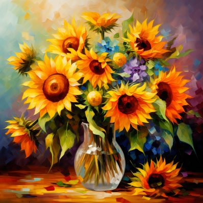 Bundle Of Sunflowers In A Vase