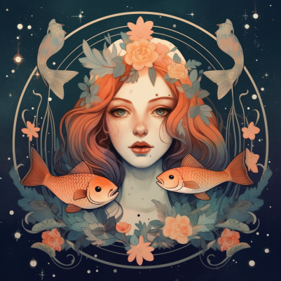 Astrology, Lofi, Peaceful Pisces Girl And Fish