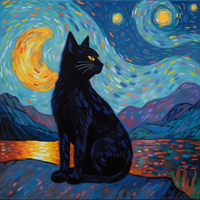Thumbnail for Black Cat Yellow Moon Diamond Painting Kit