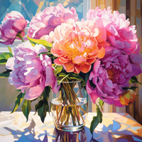 Thumbnail for Brightly Lit Peonies In Bloom