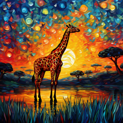 Giraffe At Sunset