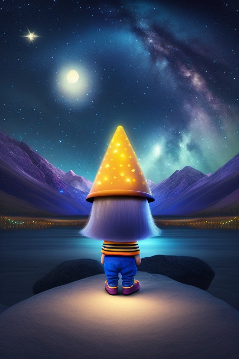 Gnome Girl Makes A Wish On A Magical Night