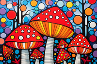 Thumbnail for Colorful Bold Mushrooms   Diamond Painting Kits