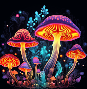 Fun Glowing Neon Mushrooms