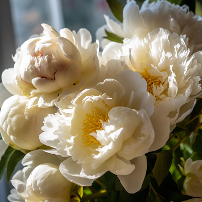 Soft White Peonies In Warm Light