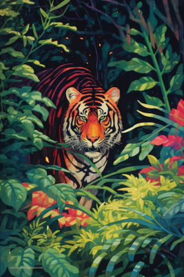 Fierce Tiger In The Rainforest