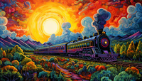Thumbnail for Locomotive Train In Colorful Countryside  Diamond Painting Kits