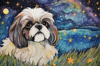Thumbnail for Watercolor Starry Night Shih Tzu   Diamond Painting Kits