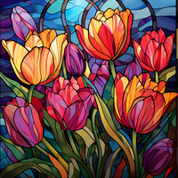 Thumbnail for Tulips On Stained Glass