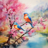 Thumbnail for Two Birds On A Cherry Blossom Branch