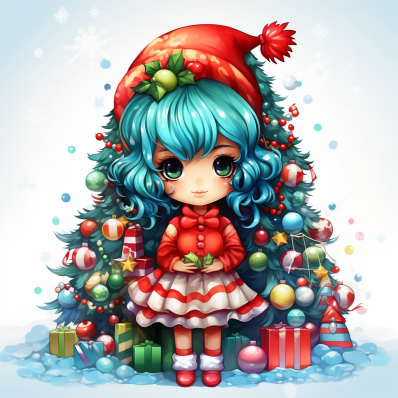 Christmas Tree Anime Girl