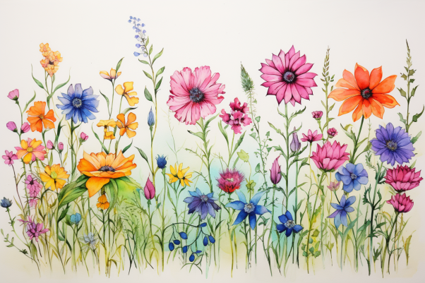 Pretty Watercolor Wildflowers