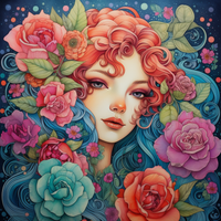 Thumbnail for Girl With Red Hair Among Flowers