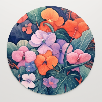 Tropical Flowers In A Circle