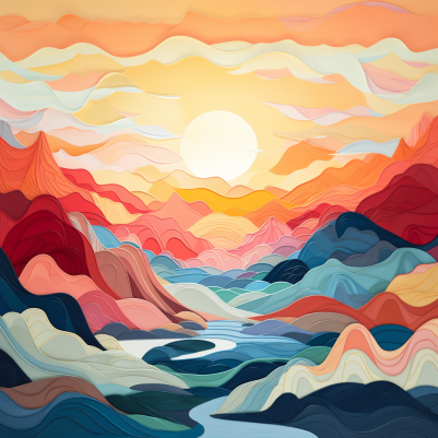 Abstract Mountain Range Of Many Colors