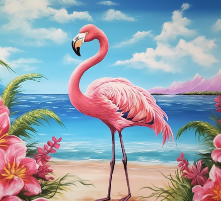 Tropical, Pink, Paradise Flamingo