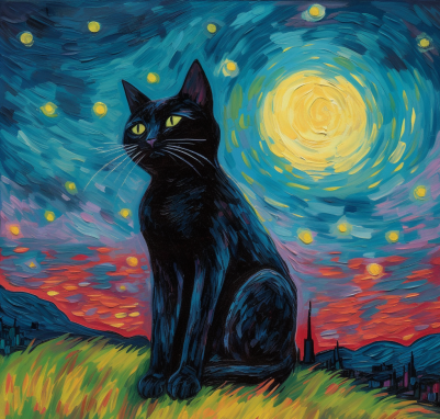 Calm Kitty At Night Diamond Painting Kit