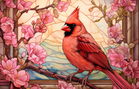 Thumbnail for Dreamy Cardinal Among Pink Flowers