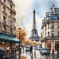 Thumbnail for Busy Paris Street And Eiffel Tower   Diamond Painting Kits