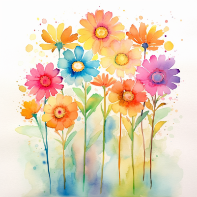 Watercolor Daisies