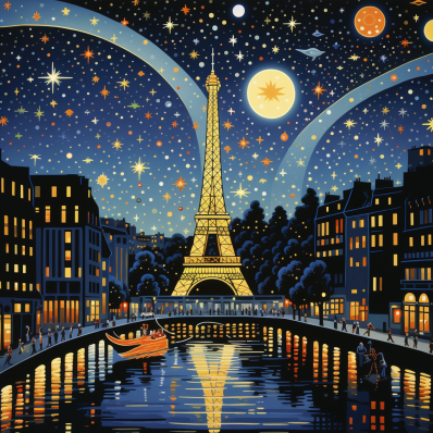 Fantasy Starry Night In Paris