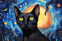 Thumbnail for Black Siamese Cat On A Starry Night  Diamond Painting Kits